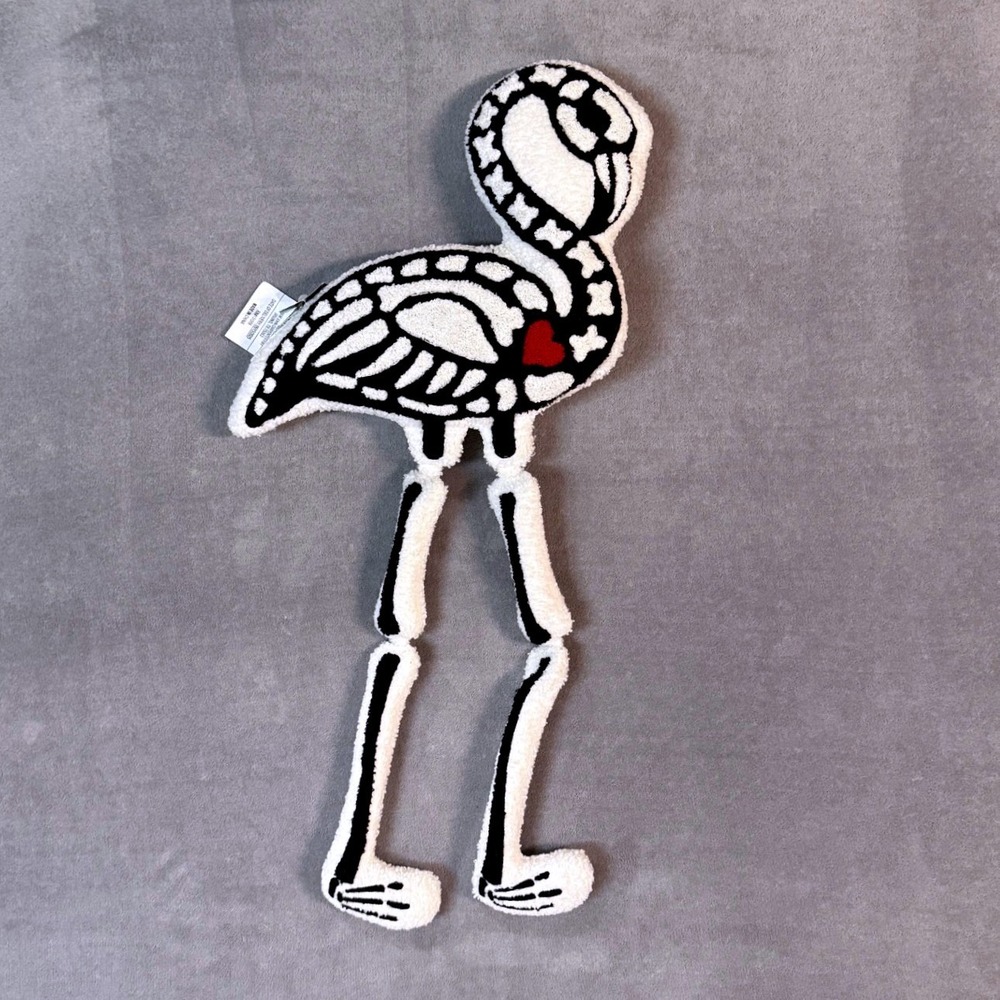 Ashland Halloween Skeleton Flamingo Pillow Alice's Adventures Black White 31"